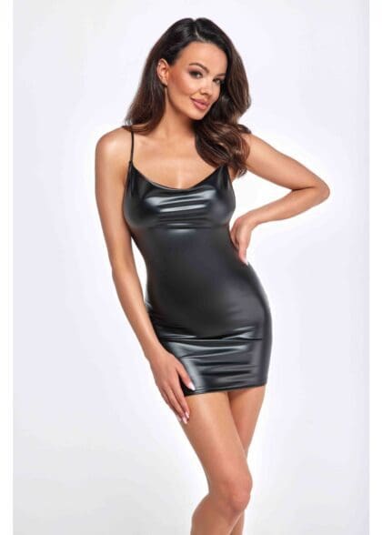 Sukienka mini F307 Mirage Wetlook Mini Dress L Noir Handmade 12 Sukienka mini F307 Mirage Wetlook Mini Dress L Noir Handmade