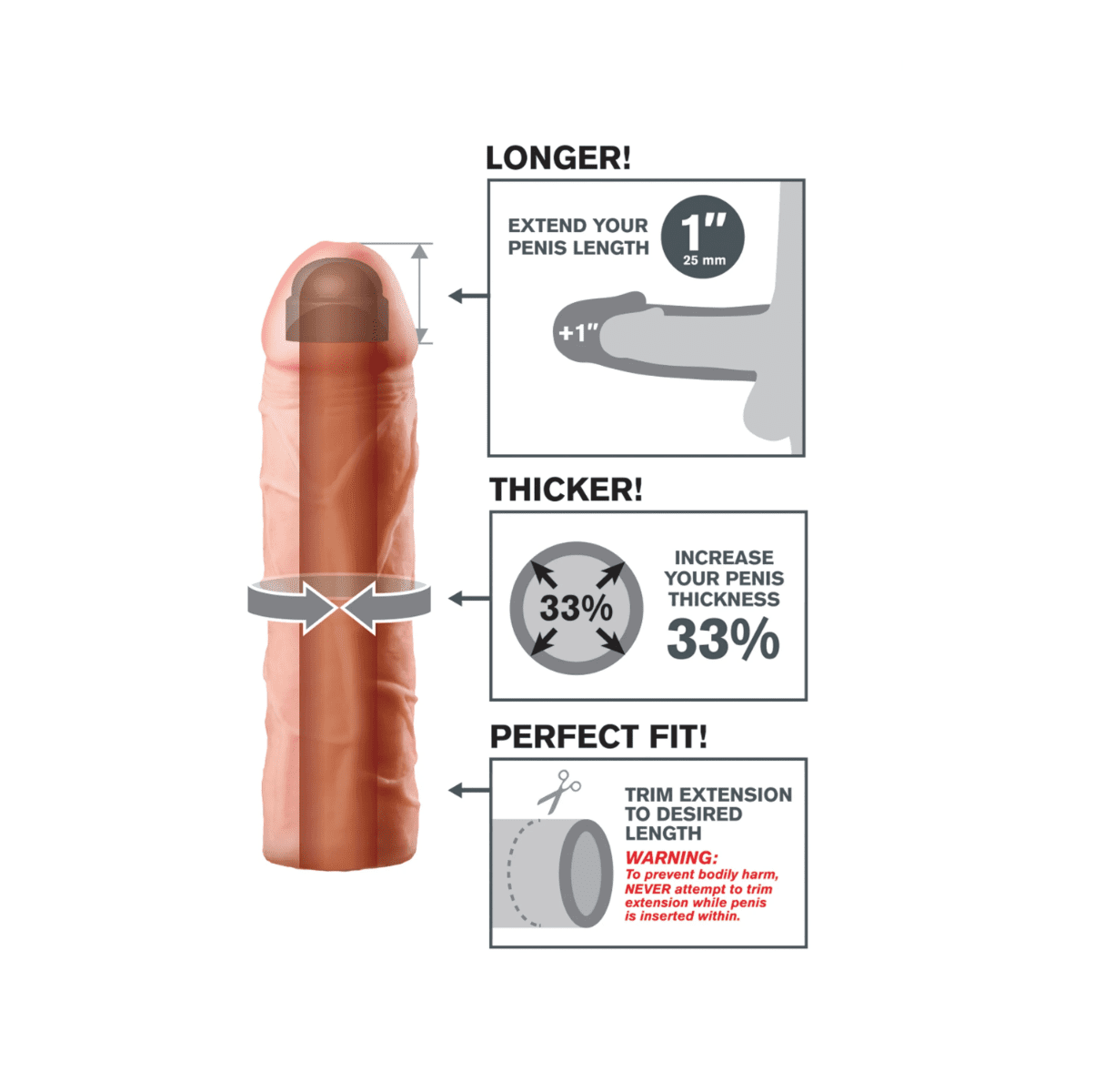 Nakładka Na Penisa Fantasy X-Tensions Perfect 1" Extension Light Pipedream