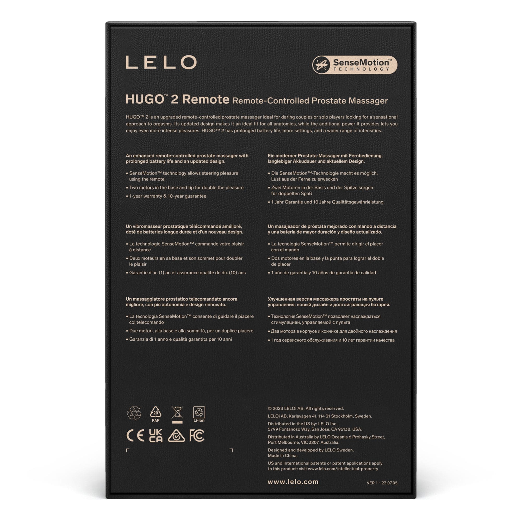 Masażer Prostaty Hugo 2 Remote Black Lelo 6 Masażer Prostaty Hugo 2 Remote Black Lelo