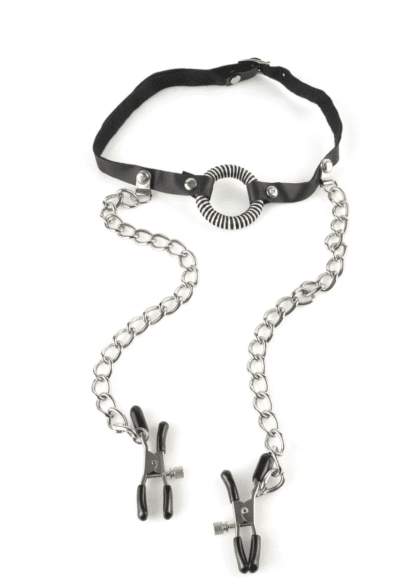 Zaciski Na Sutki Fetish Fantasy Series O-Ring Gag Nipple Clamps Pipedream
