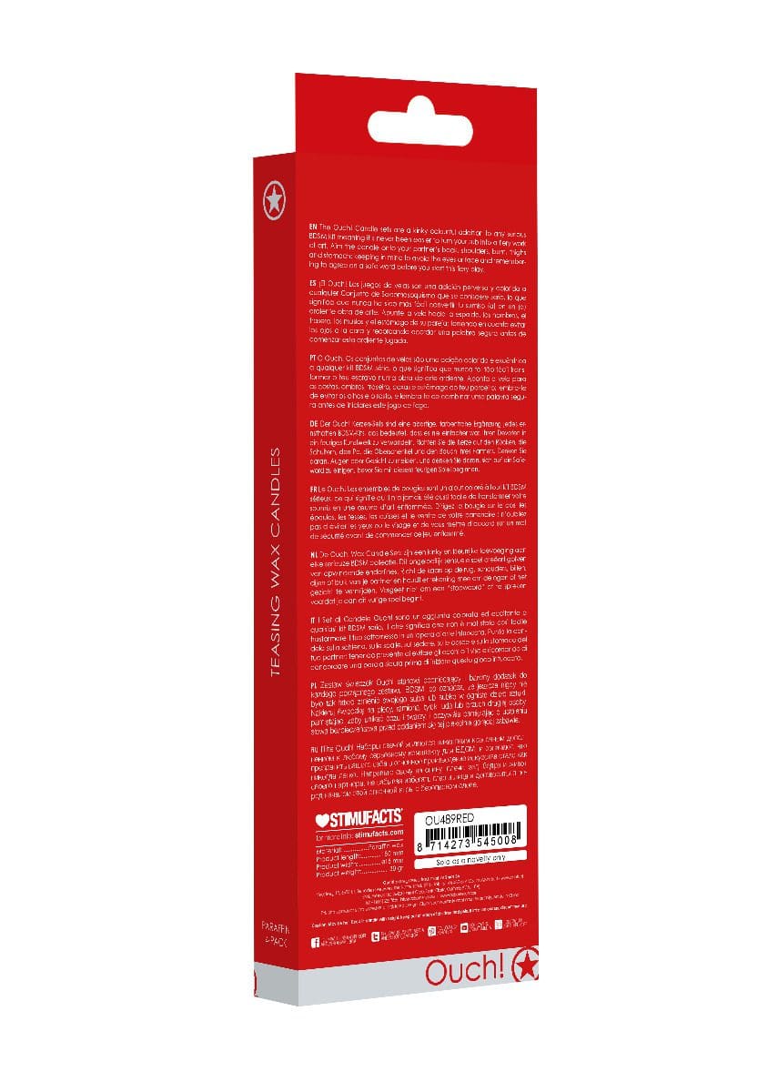 Teasing Wax Candles Large 4-Pack Red - Czerwony Zestaw Długich Świec Do Bdsm Ouch! by Shots 6 Teasing Wax Candles Large 4-Pack Red - Czerwony Zestaw Długich Świec Do Bdsm Ouch! by Shots