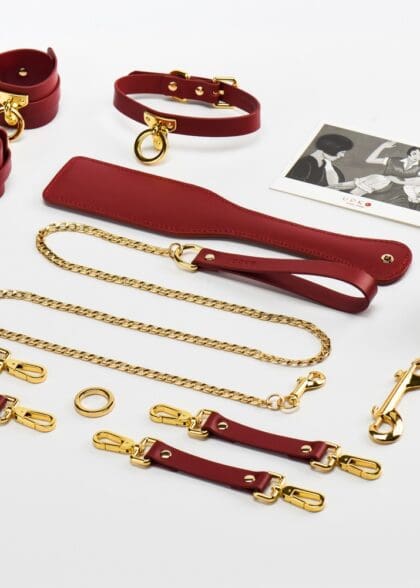 Zestaw Czerwonych Skórzanych Akcesoriów Upko Leather Kinky Tools Set Red UPKO