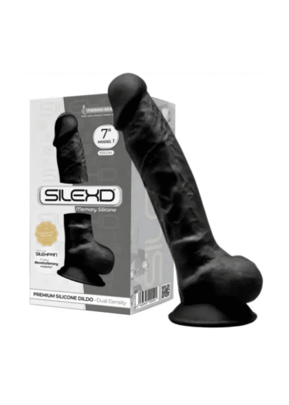 Silikonowe Dildo Model 1 18 Cm Black Silexd