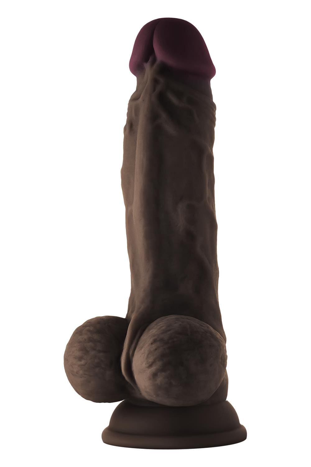 Dildo Na Przyssawce Dong With Balls Mahogany Shaft