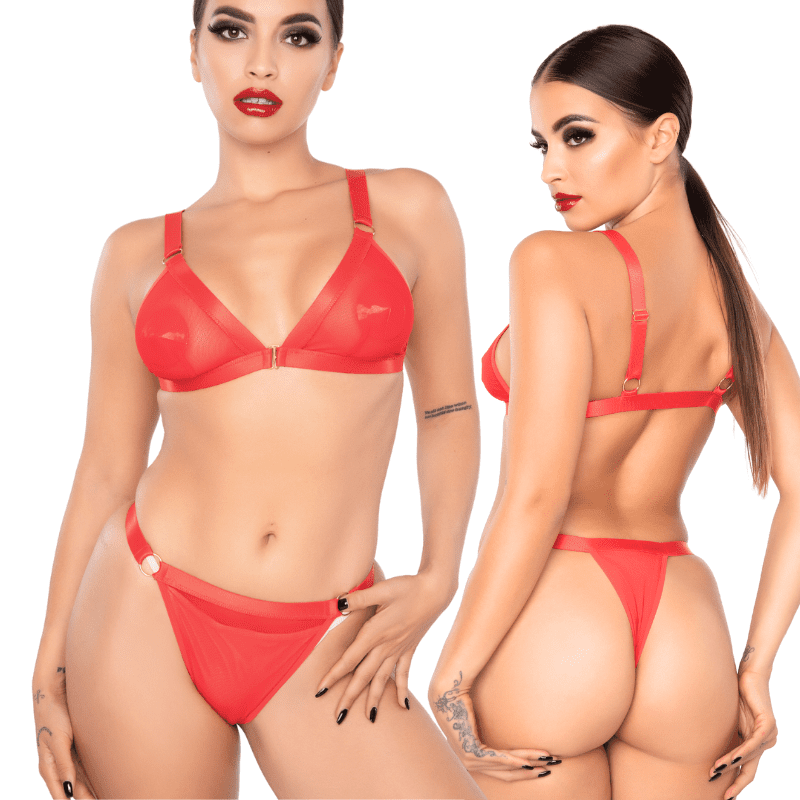 Komplet Bielizny Spicy Bra & Briefs Red L/Xl Kinky Diva 5 Komplet Bielizny Spicy Bra & Briefs Red L/Xl Kinky Diva