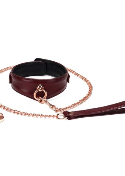 Obróżka Ze Smyczą Wine Red Curved Collar Liebe Seele