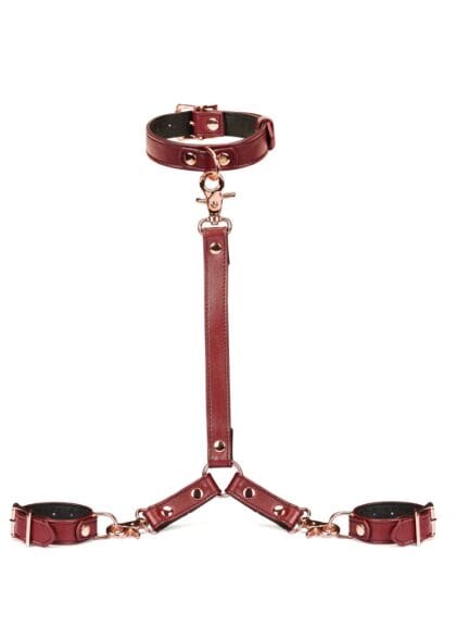 Uprząż Wine Red Collar And Wrist Restraint Harness Liebe Seele