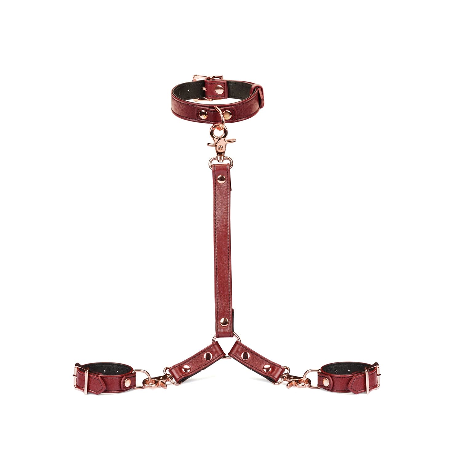 Uprząż Wine Red Collar And Wrist Restraint Harness Liebe Seele 9 Uprząż Wine Red Collar And Wrist Restraint Harness Liebe Seele