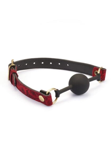 Kinbaku Ukiyoe Bal Gag With Red Rosy Leather Straps Liebe Seele