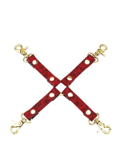 Uprząż Kinbaku Ukiyoe Red Rosy Leather Hogtie Liebe Seele