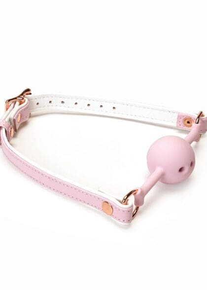 Knebel White & Pink Fairy Goat Leather Ball Gag Liebe Seele
