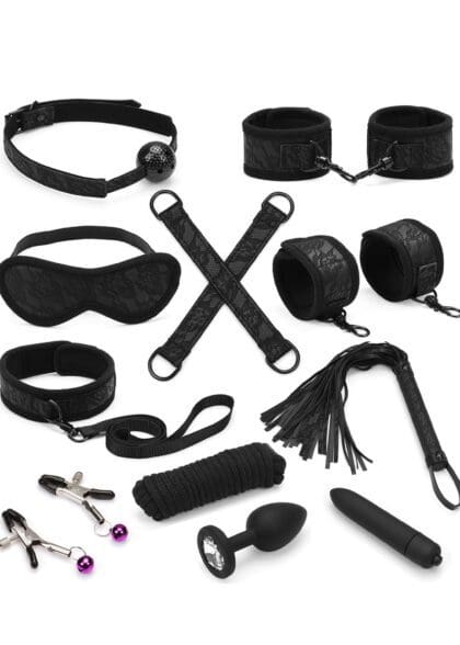 Zetaw Black Lace And Neoprene 11Pcs Bondage Kit Liebe Seele