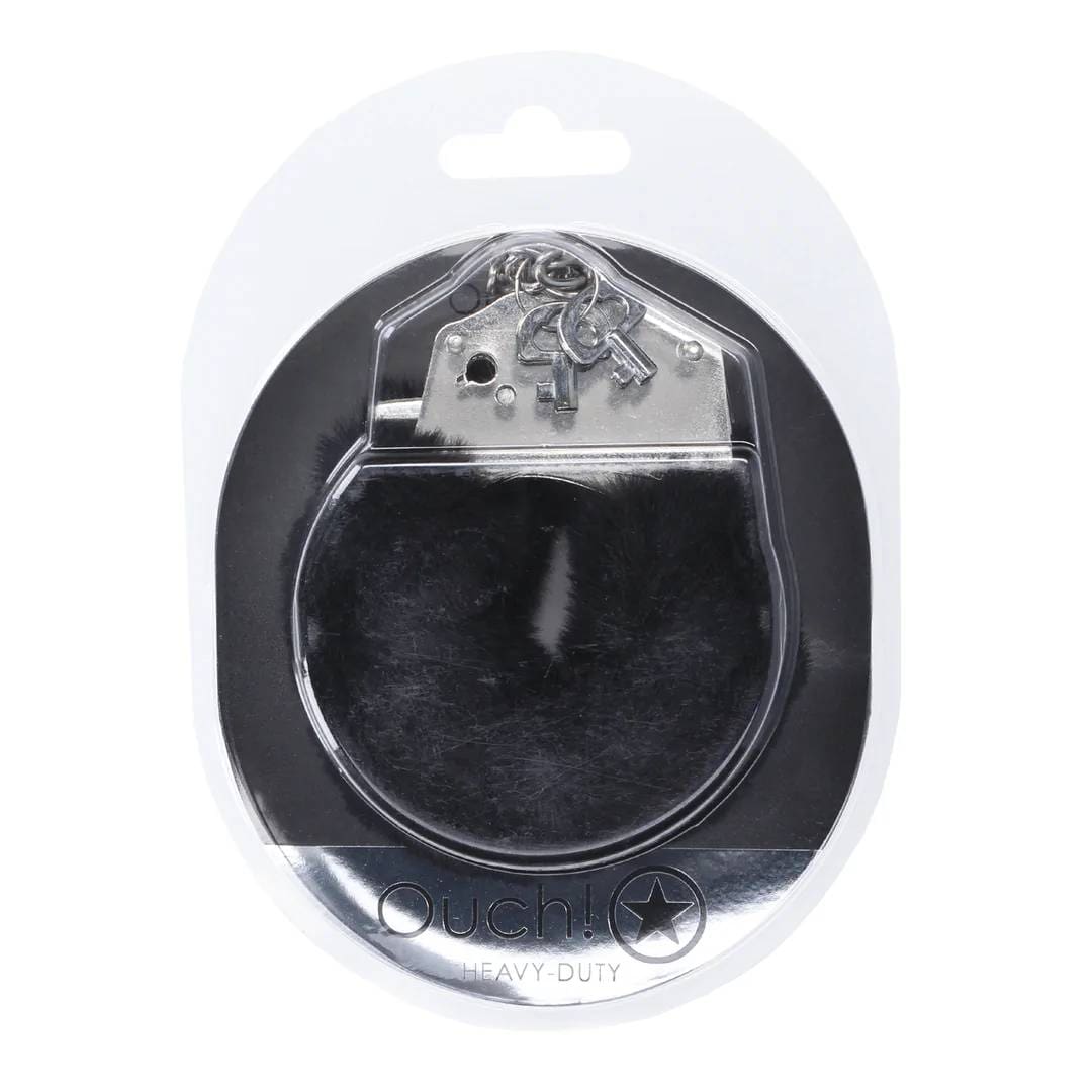 Kajdanki Heavy-Duty Fluffy Handcuffs Black Ouch! 4 Kajdanki Heavy-Duty Fluffy Handcuffs Black Ouch!