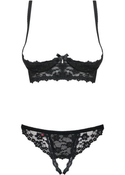 Letica komplet 2-częściowy otwarty czarny  S/M Obsessive