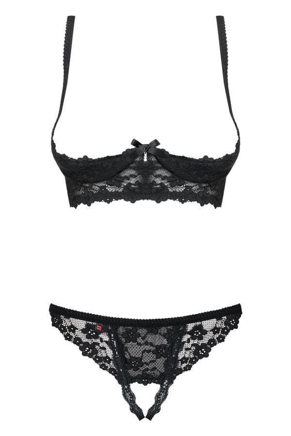 Letica komplet 2-częściowy otwarty czarny  S/M Obsessive