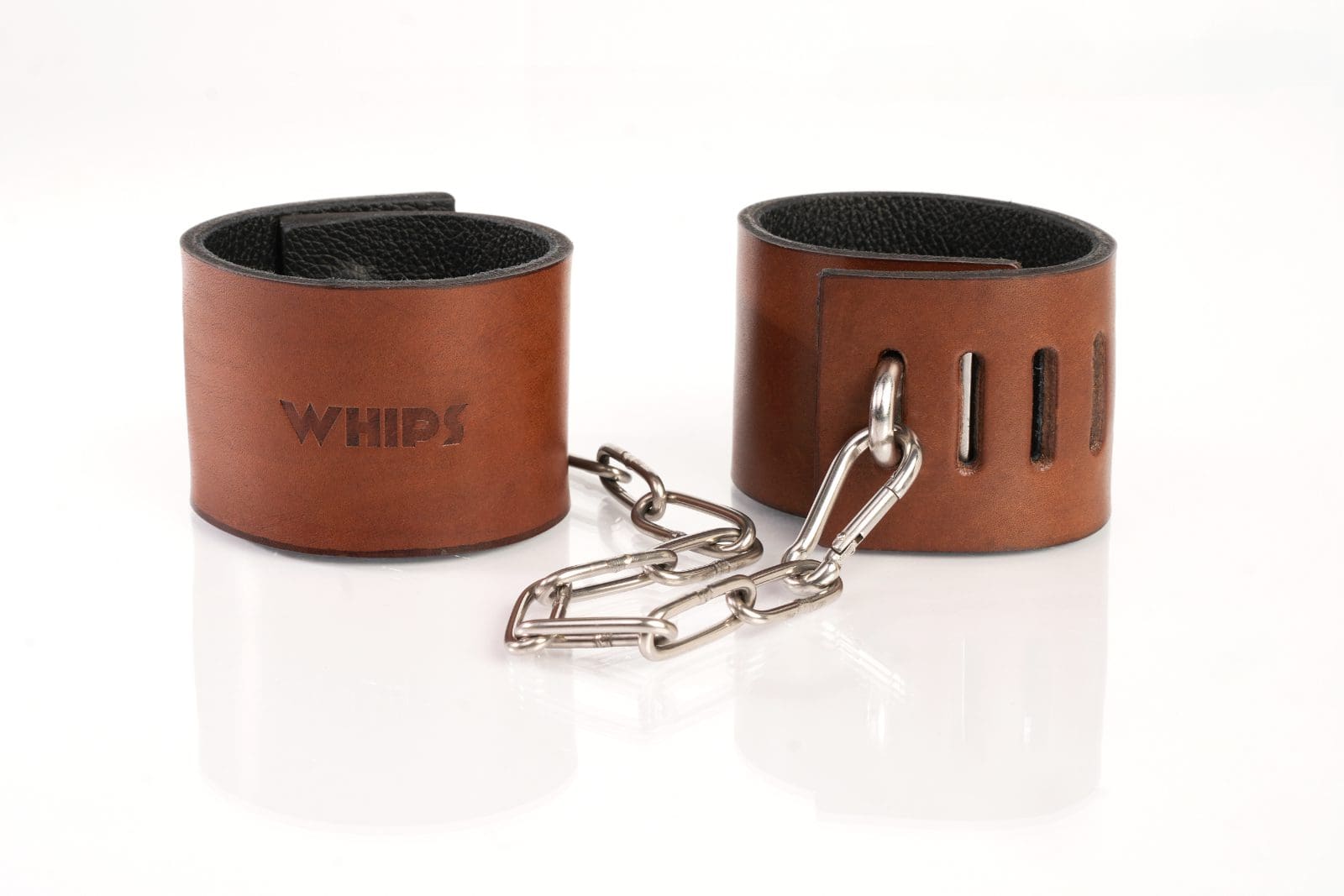 Kajdanki z kłódką brązowe S Primal Bond Whips 5 Kajdanki z kłódką brązowe S Primal Bond Whips