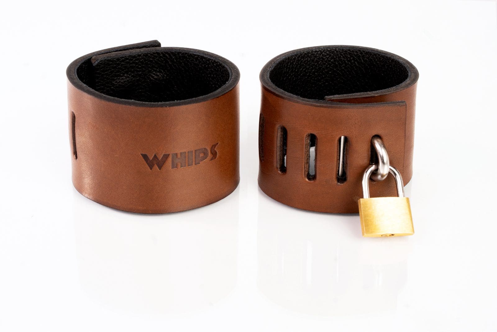 Kajdanki z kłódką brązowe S Primal Bond Whips