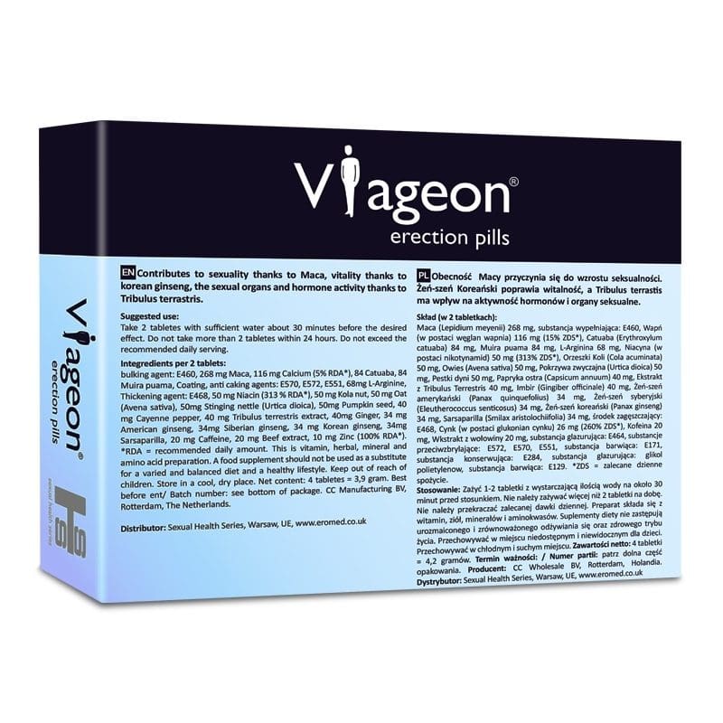 Viageon Suplement Diety Ułatwiający Erekcję 4Tabletki SHS 4 Viageon Suplement Diety Ułatwiający Erekcję 4Tabletki SHS