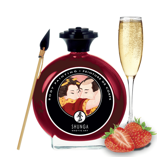 Jadalna Farbka Do Ciała O Smaku Szampana Z Truskawkami Body Painting Sparkling Strawberry Wine 100Ml Shunga