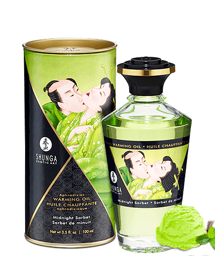 Jadalny Olejek Rozgrzewający Do Miejsc Intymnych O Smaku Sorbetu Owocowego Aphrodisiac Warming Oil Midnight Sorbet 100Ml Shunga
