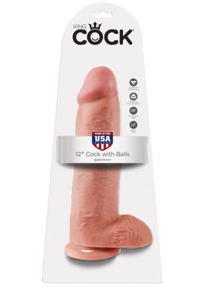 12' Cock With Balls Flesh Dildo Z Jądrami Cieliste 30 Cm King Cock