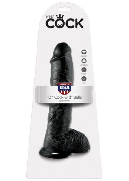 10' Cock With Balls Black Dildo Z Jądrami Czarne 25 Cm King Cock