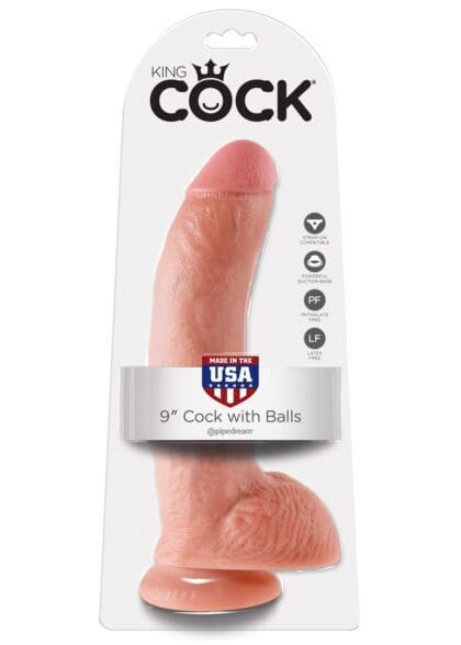 9' Cock With Balls Flesh Dildo Z Jądrami Cieliste 23Cm King Cock