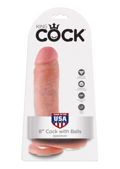 8' Cock With Balls Flesh Dildo Z Jądrami Cieliste 20Cm King Cock