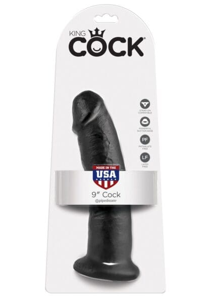 9' Cock Black Dildo Czarne 23Cm King Cock