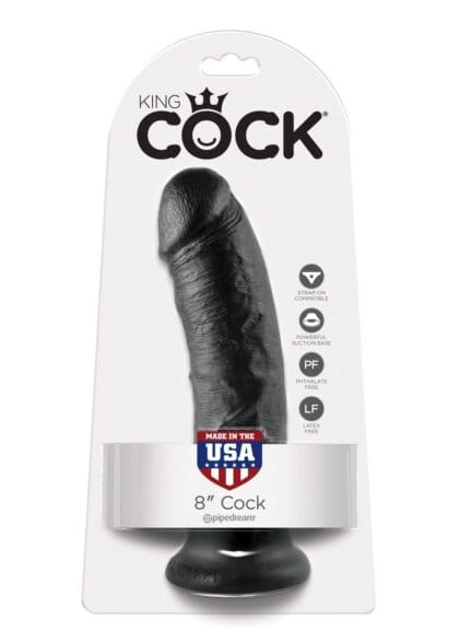 8' Cock Black Dildo Czarne 20Cm King Cock