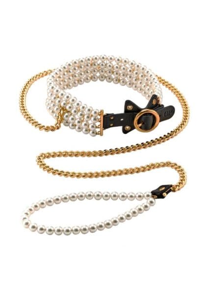 Obroża BDSM Luminious Pearl Leash And Collar Guilty Pleasure