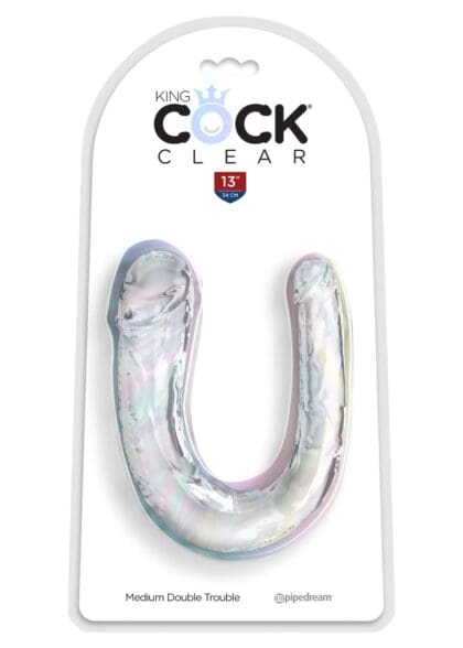 Podwójne dildo 34 cm Clear Medium Double Trouble King Cock