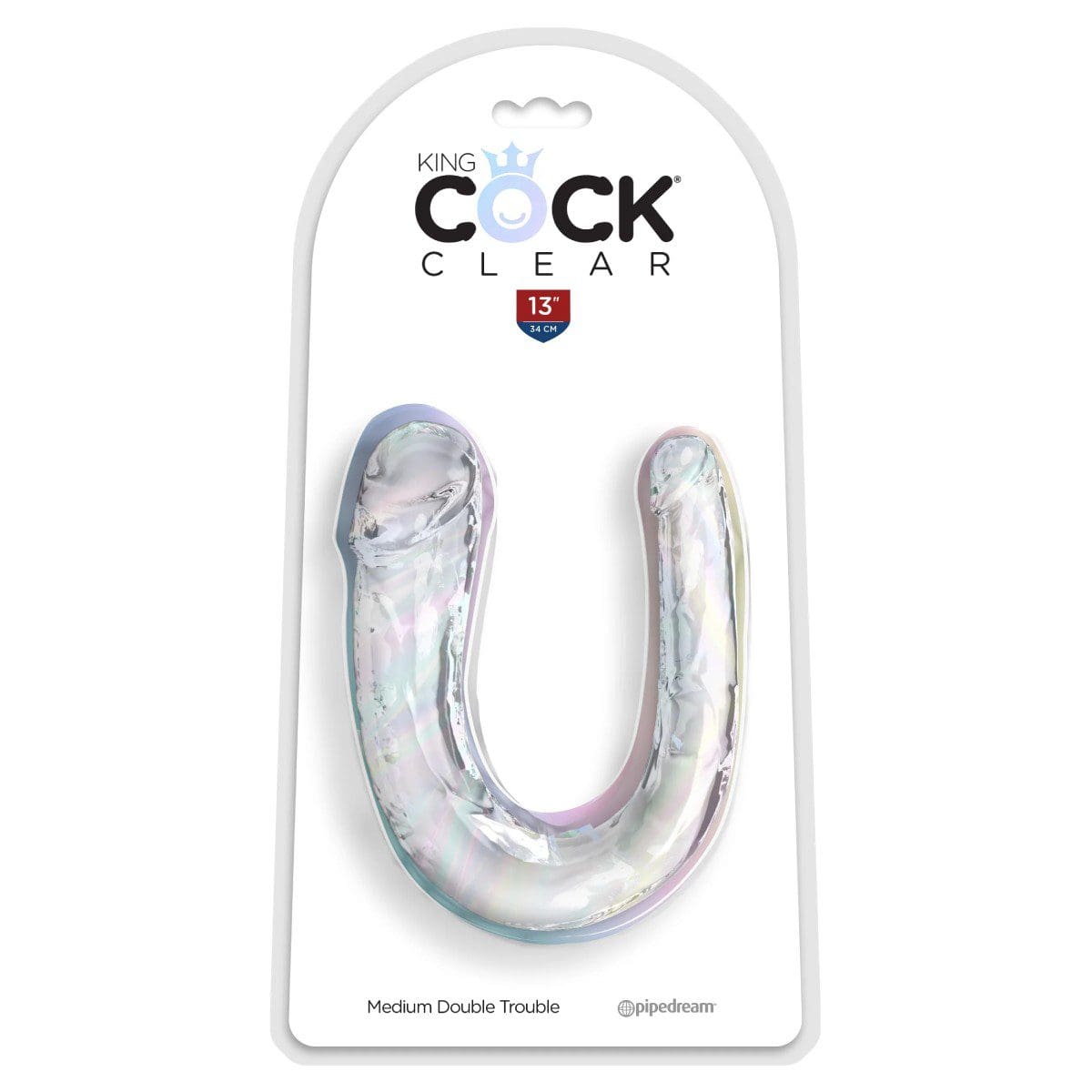 Podwójne dildo 34 cm Clear Medium Double Trouble King Cock