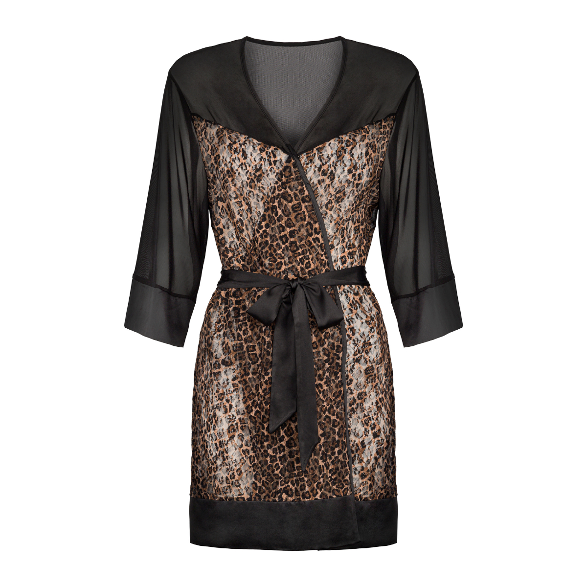 Peniuar Obsessive Allunes L/XL – Koronka, kimono, półprzezroczysty 7 338801 1