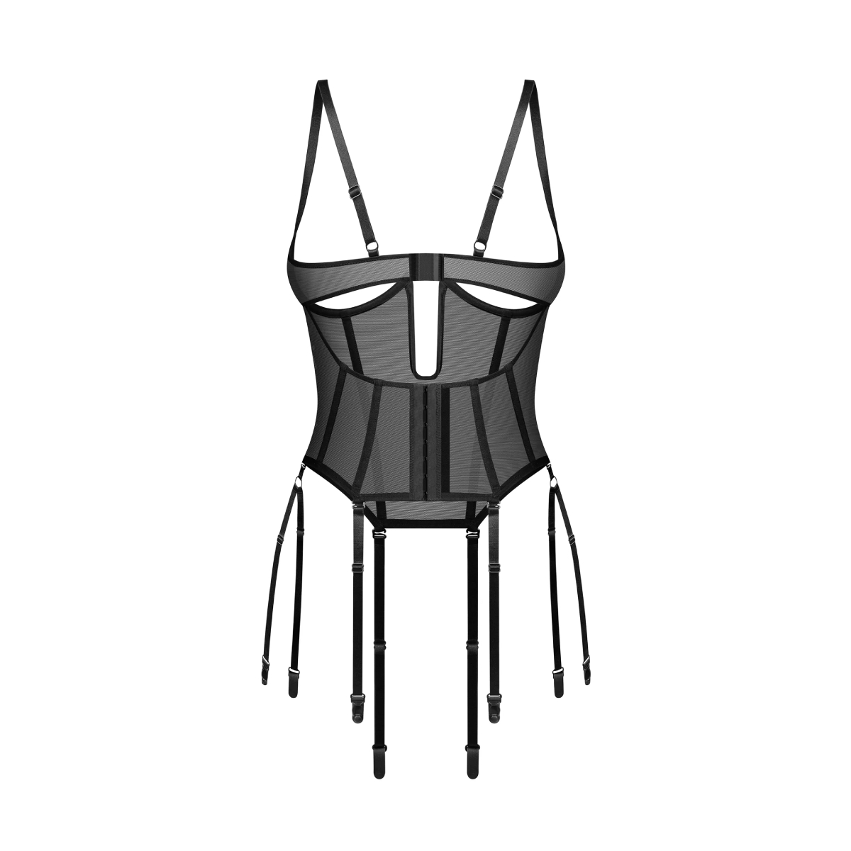 Gorset Obsessive Euphori S/M – Czarny, koronka, sznurowanie 4 Gorset Euphori S/M Obsessive