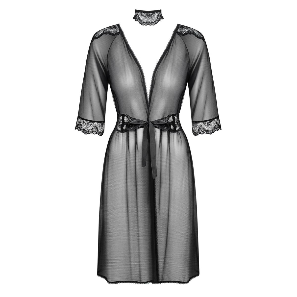 Satynowy Peniuar Obsessive Lucita S/M – Czarny 2 Peniuar Lucita S/M Obsessive
