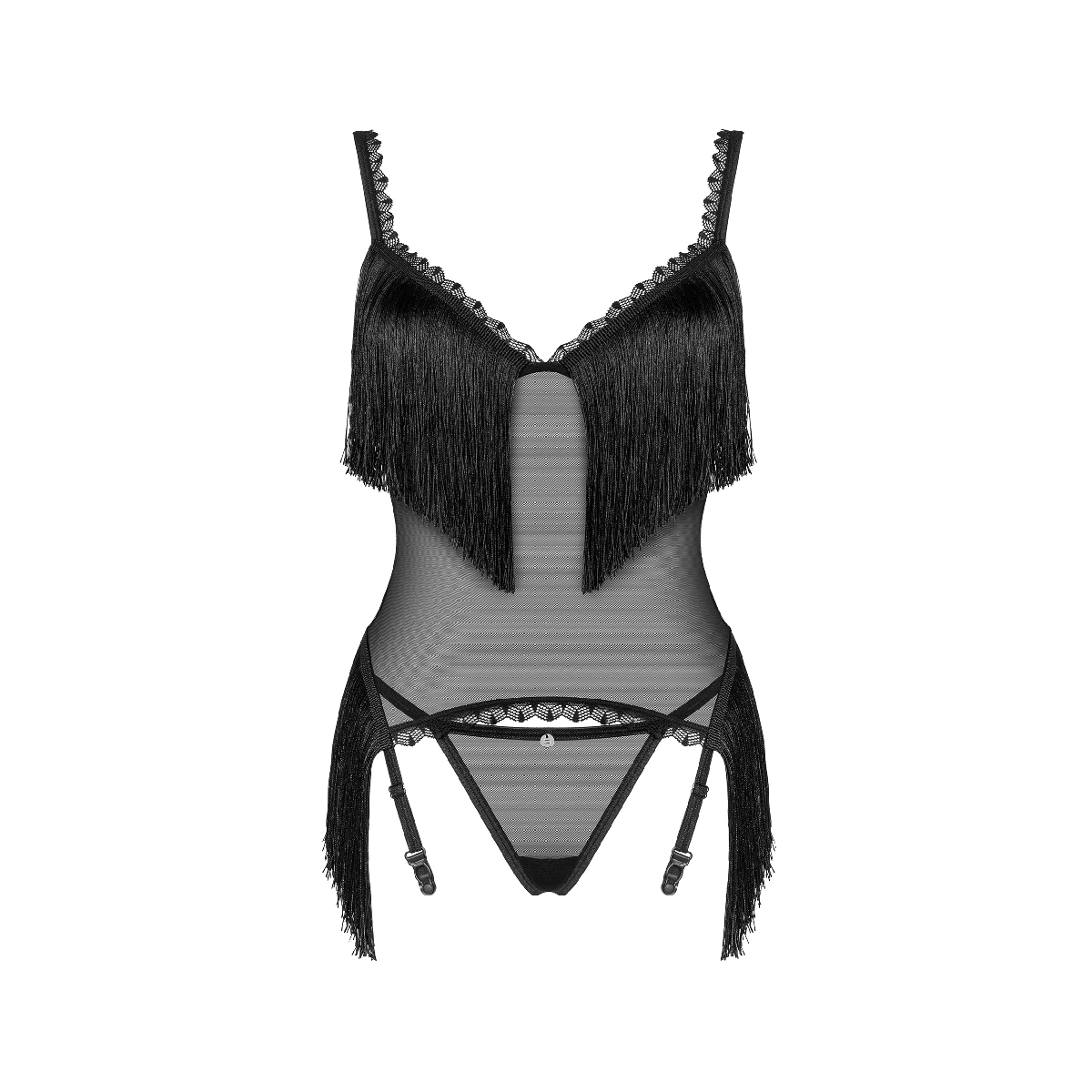 Koronkowy Komplet Obsessive Sherila XS/S – Czarny 1 Gorset i stringi Sherila XS/S Obsessive