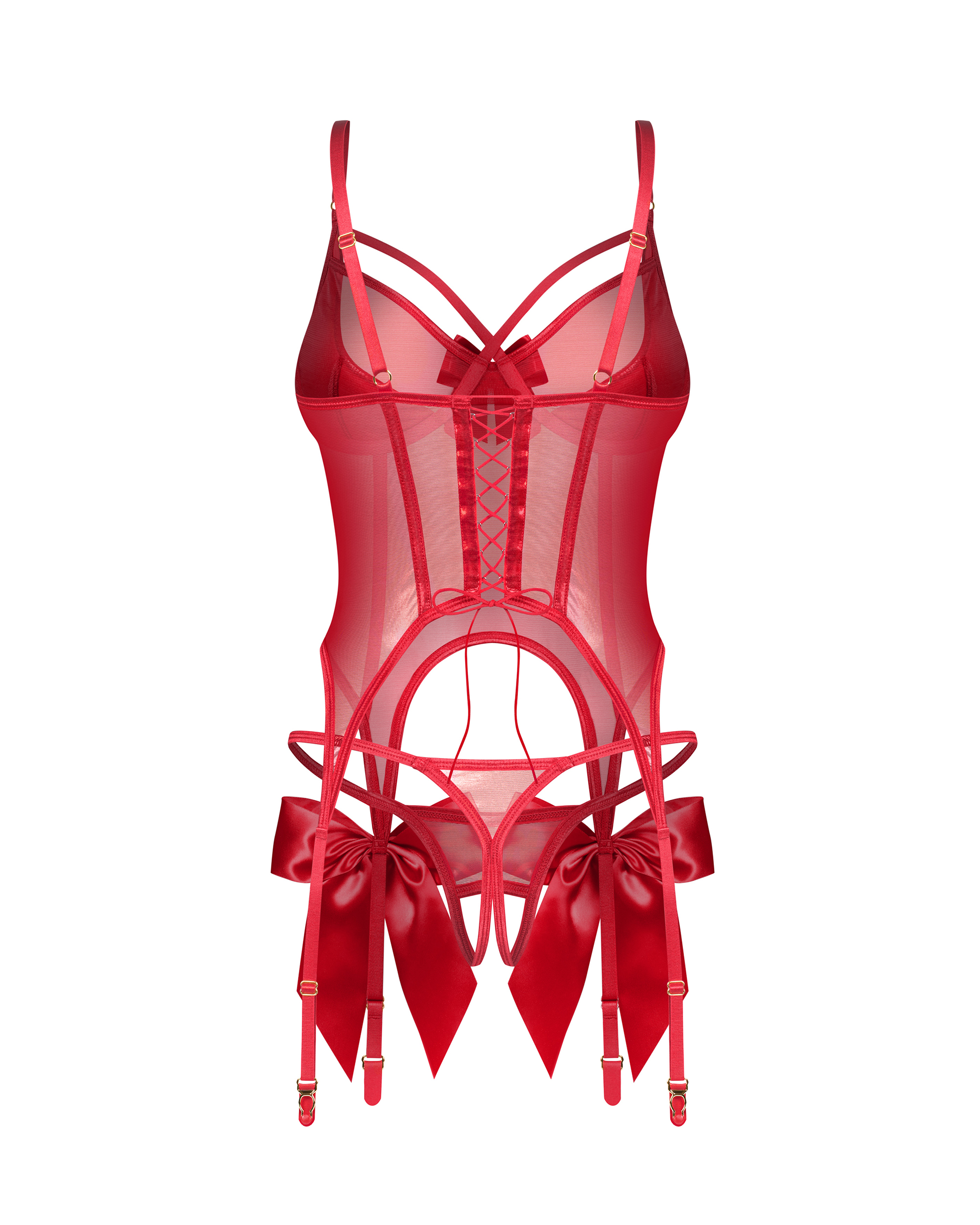 Gorset i stringi Obsessive Gifty Red S/M, czerwony 4 Gorset i stringi Gifty Red S/M Obsessive