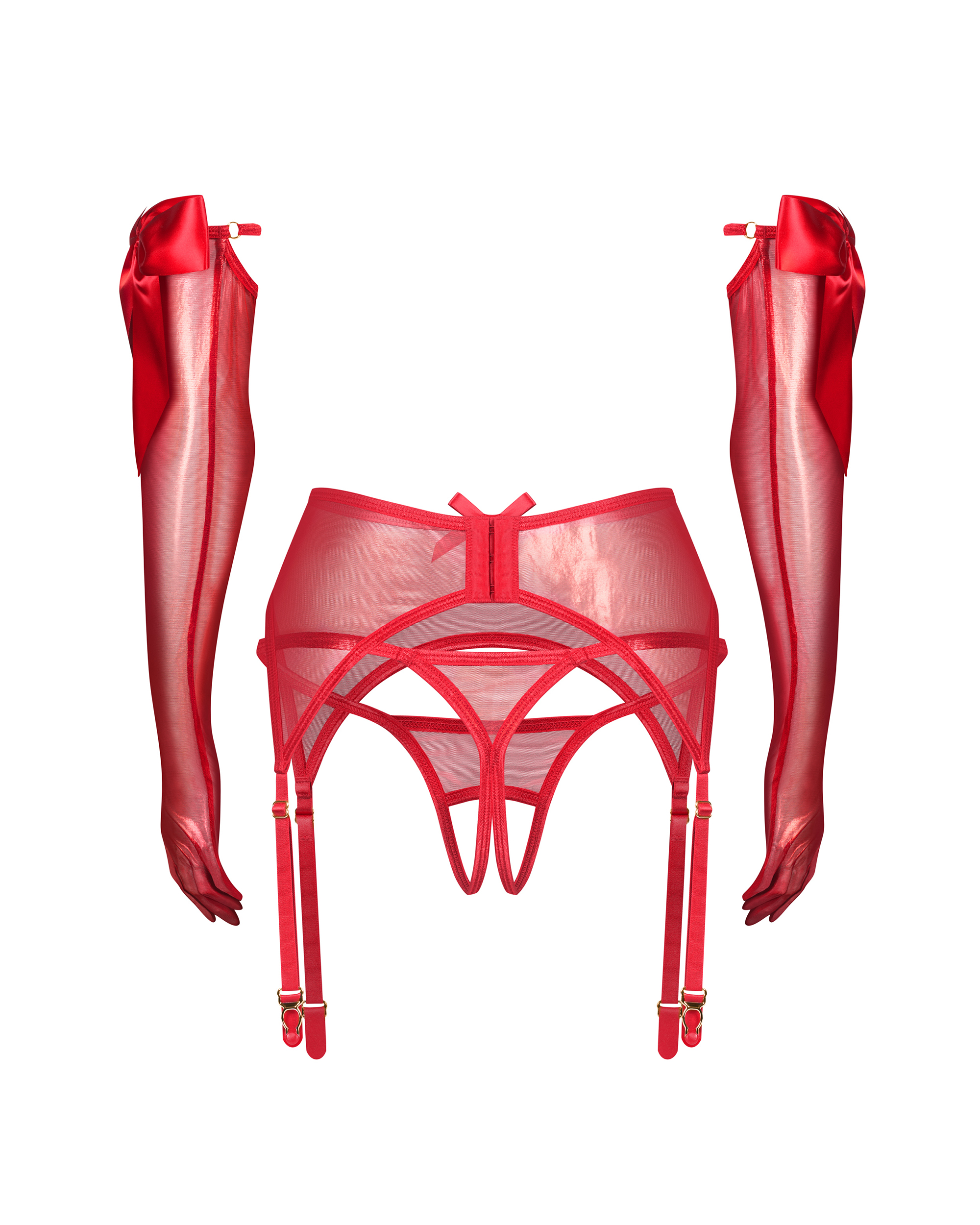 Czerwony komplet modelujący talię Obsessive Gifty S/M 4 Komplet 3-częściowy Gifty Red S/M Obsessive
