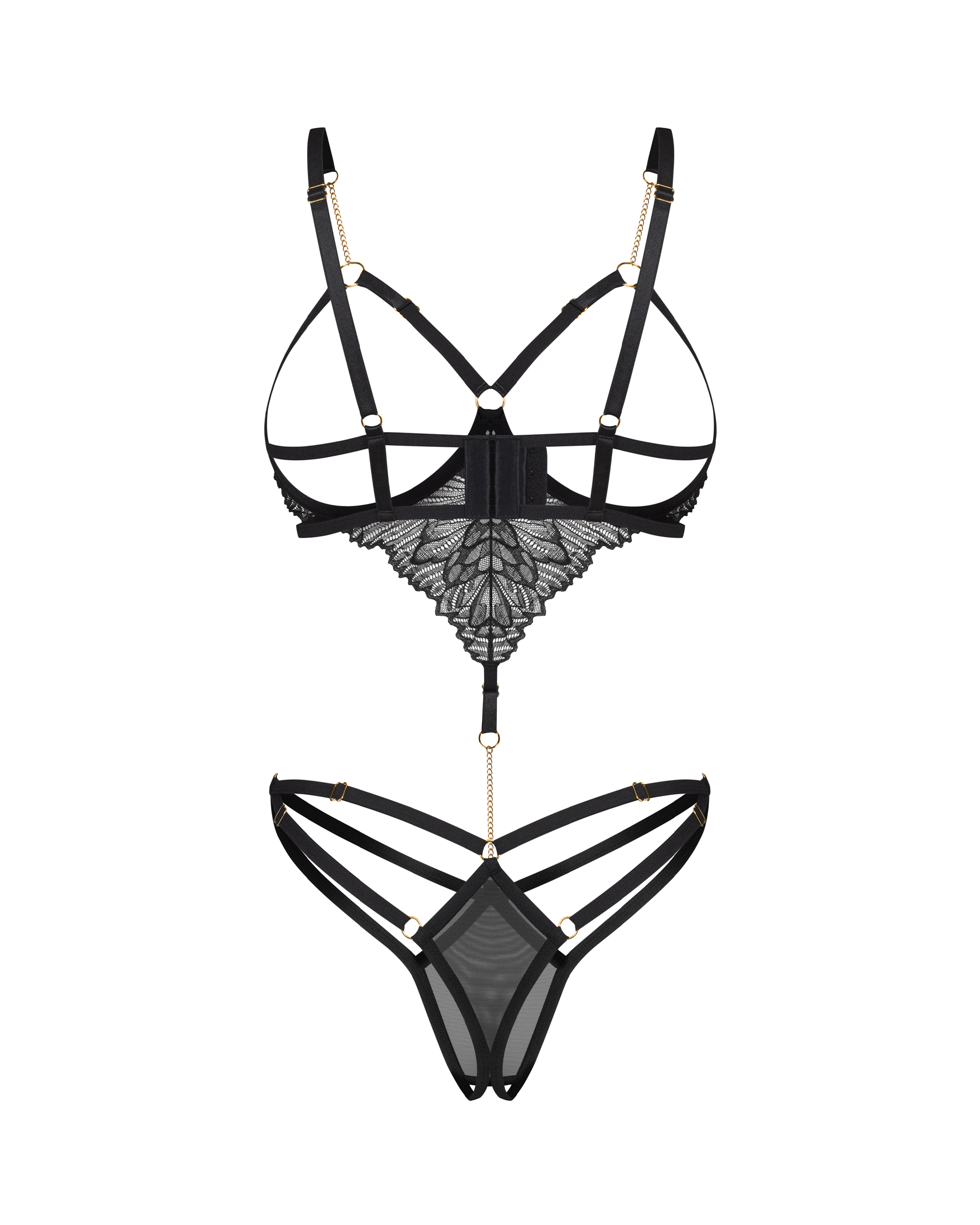 Otwarte koronkowe body Obsessive Matildea Black S/M 4 Body otwarte Matildea Black S/M Obsessive