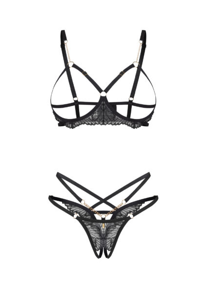 Komplet 2-częściowy otwarty Matildea Black S/M Obsessive