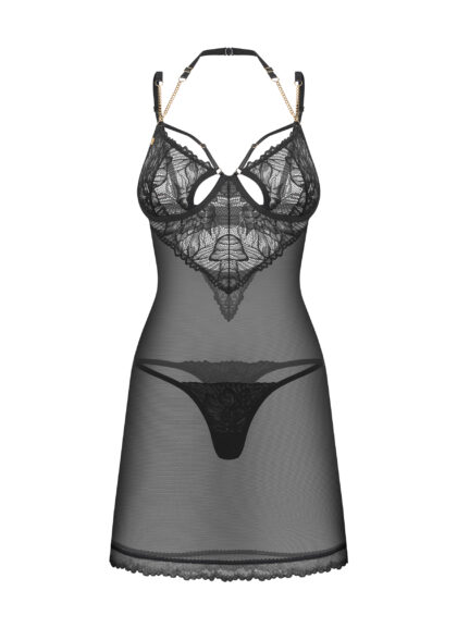 Koronkowy komplet ze stringami Obsessive Matildea S/M 9 Koszulka i stringi Matildea Black S/M Obsessive