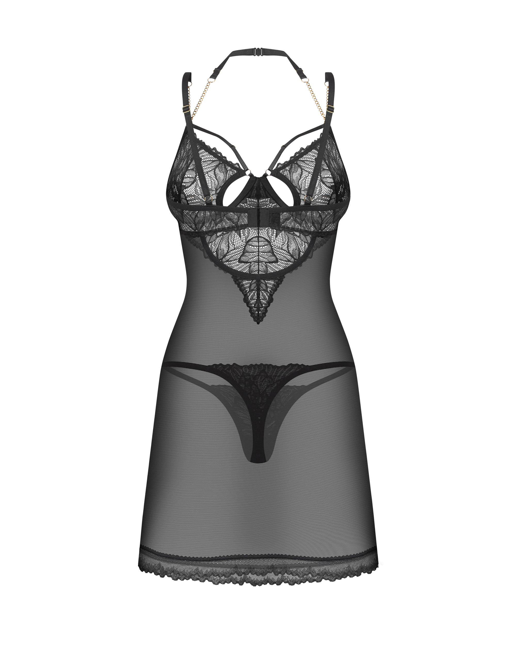 Koronkowy komplet bielizny Matildea Black Obsessive L/XL 4 Koszulka i stringi Matildea Black L/XL Obsessive