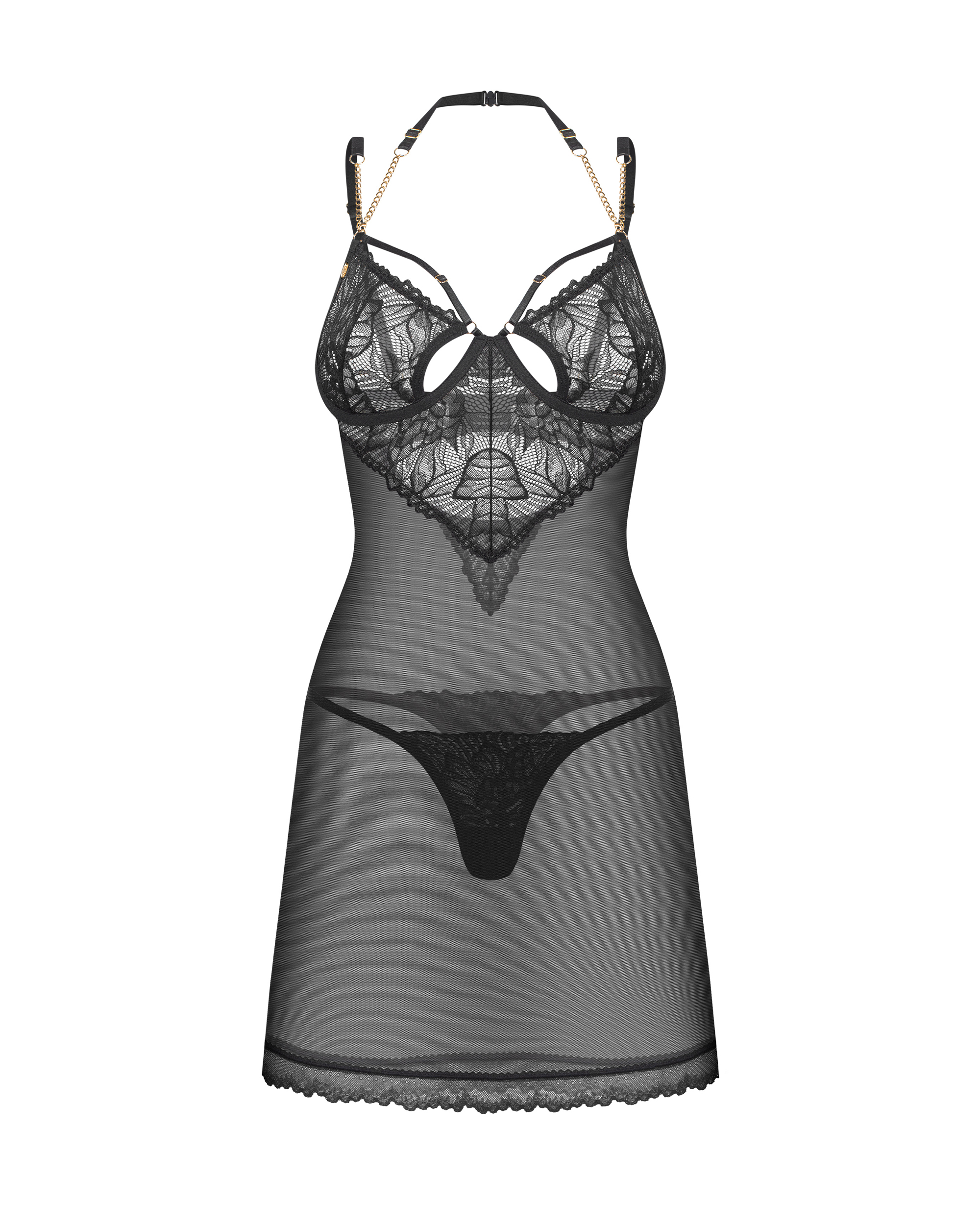 Koronkowy komplet bielizny Matildea Black Obsessive L/XL 1 Koszulka i stringi Matildea Black L/XL Obsessive