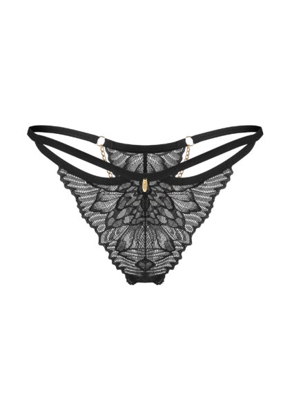 Koronkowe stringi Obsessive Matildea S/M: czarne z paskami 9 Stringi Matildea Black S/M Obsessive