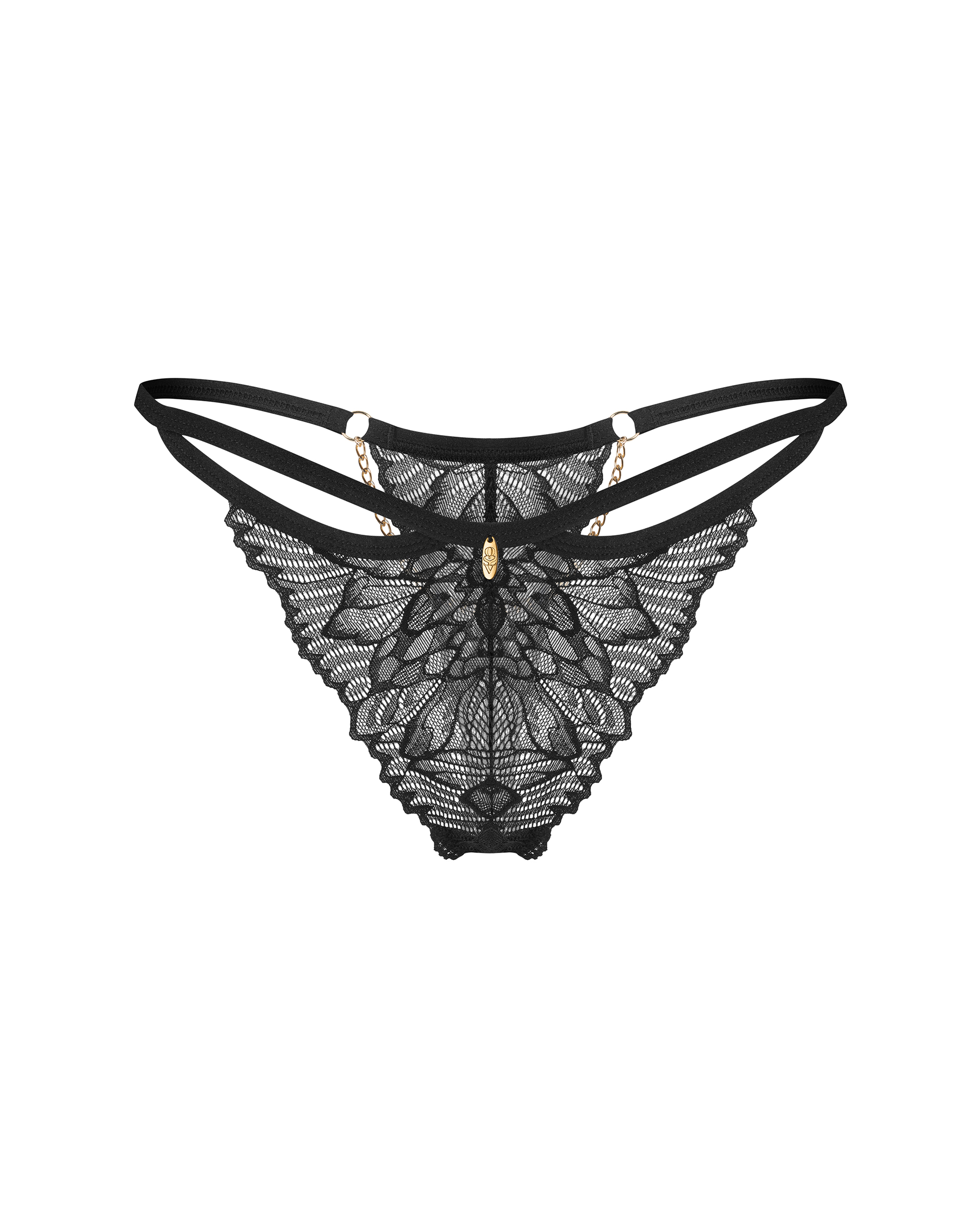 Koronkowe stringi Obsessive Matildea S/M: czarne z paskami 1 Stringi Matildea Black S/M Obsessive