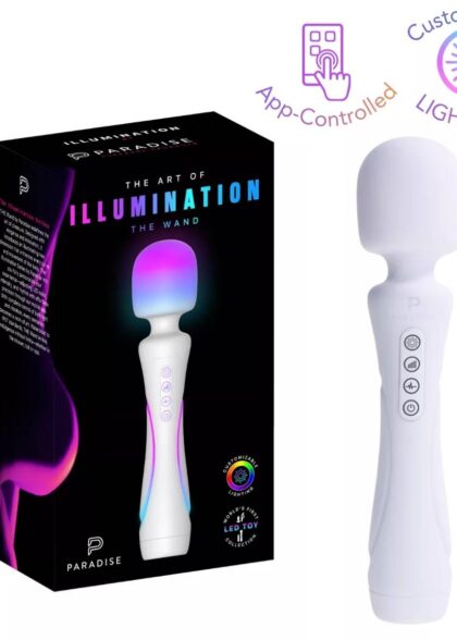 Wibrator z oświetleniem LED The Wand White Paradise Illumination